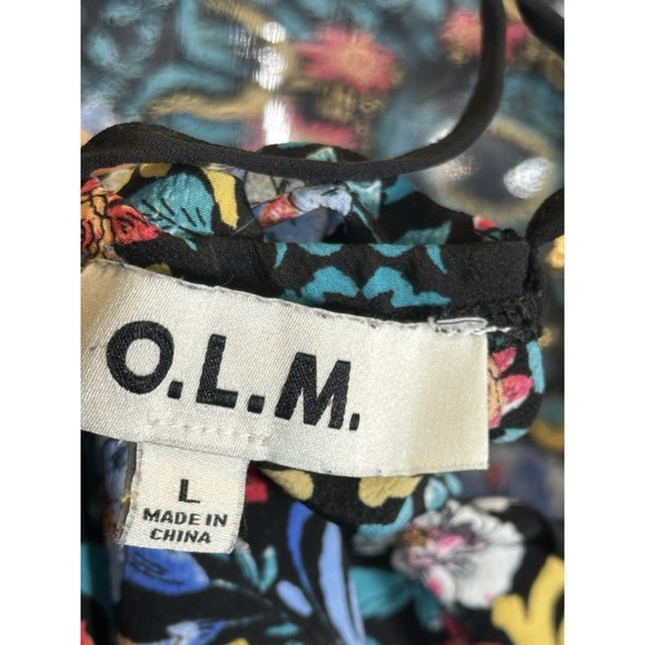 OLM Halter Top Womens Large Handkerchief Hem Floral Print Psychedelic - Picture 9 of 15
